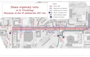 Od niedzieli zmiany w organizacji ruchu na Al. Piłsudskiego