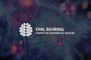 Centrum Medycyny Eksperymentalnej z logo i piktogramami   