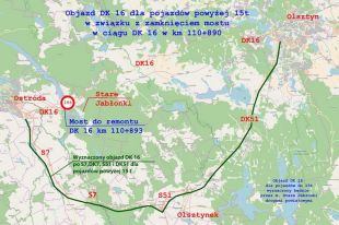 Most na DK 16 w Starych Jabłonkach idzie do remontu. Będą objazdy.
