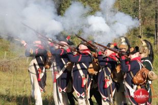 W Barkwedzie zrekonstruowano bitwę o przeprawę na Łynie z 1807 roku